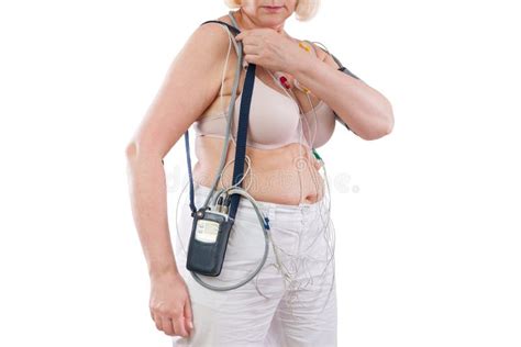 Woman with Holter Monitor Device for daily Monitoring of ...