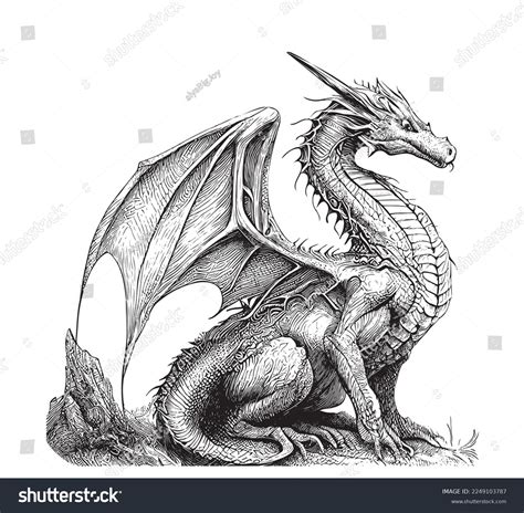 Fantasy Dragon Hand Drawn Sketch Side Stock Vector (Royalty Free) 2249103787 | Shutterstock