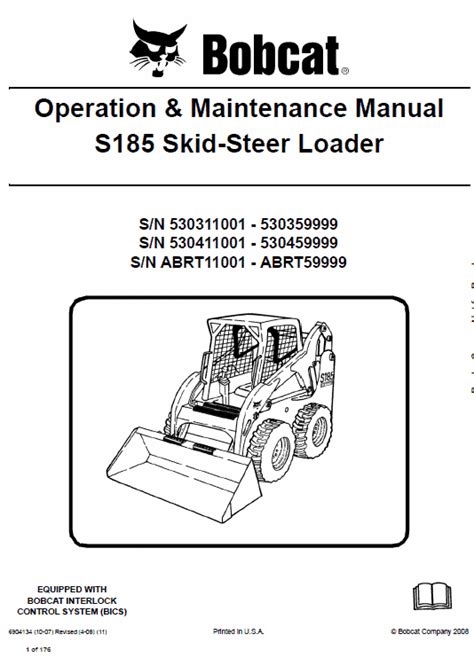 Bobcat S175 and S185 Skid-Steer Loader Service Manual