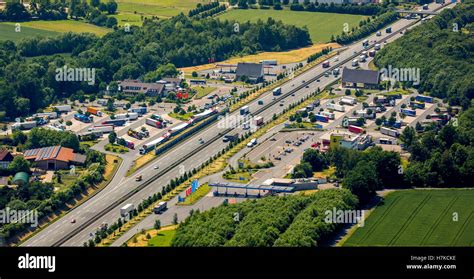 Autobahn rest area Rhynern, A2 motorway, Hamm, Ruhr District, North ...