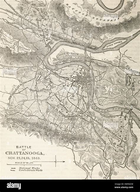 Map of Battle of Chattanooga, November 23, 24, 25, 1863 Stock Photo - Alamy