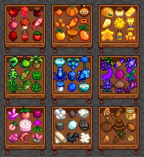 an image of some pixel style items in a room with wooden shelves and plants on them