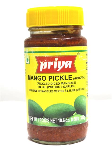 MANGO PICKLE REG/EXTRA HOT W/O GARLIC PRIYA | Indiabazaar