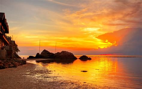 Beautiful seaside sunset Stock Photo free download