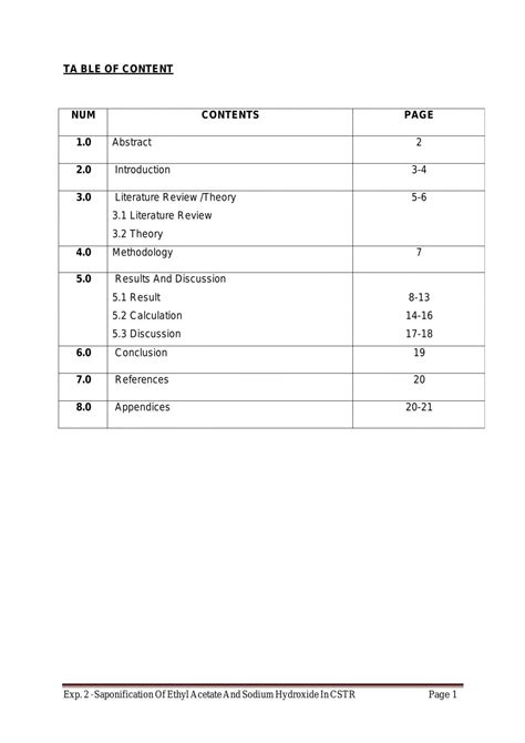 Experiment 2 - Saponification of Ethyl Acetate and Sodium Hydroxide in ...