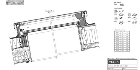 VELUX flat roof window drawings