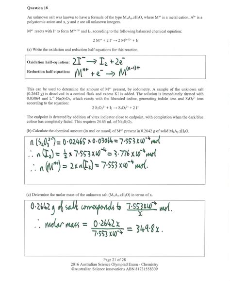 redox - Calculating molar mass of an oxidant by iodometry - Chemistry ...