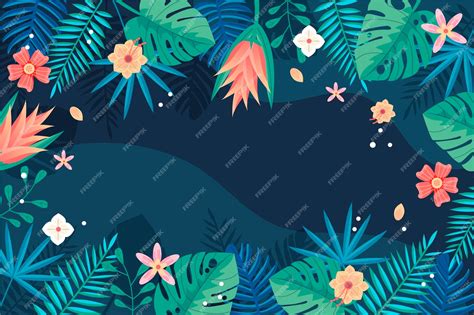 Free Vector | Tropical leaves background for zoom