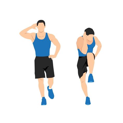 Man doing body crunches. Standing cross exercise. flat vector illustration of a man in abs ...