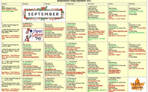 September 2022 Resident Events Calendar - Woodlands