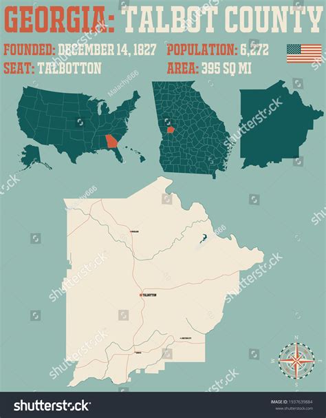 Large Detailed Map Talbot County Georgia Stock Vector (Royalty Free ...