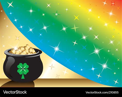 Pot gold rainbow background Royalty Free Vector Image