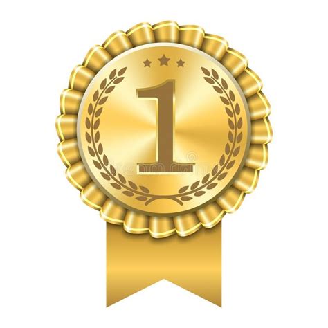 Award ribbon gold icon number first. Design winner golden medal 1 prize ...