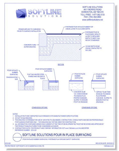 Pour In Place Rubber Surfacing: FirstBase Playground Safety Surfacing - CADdetails