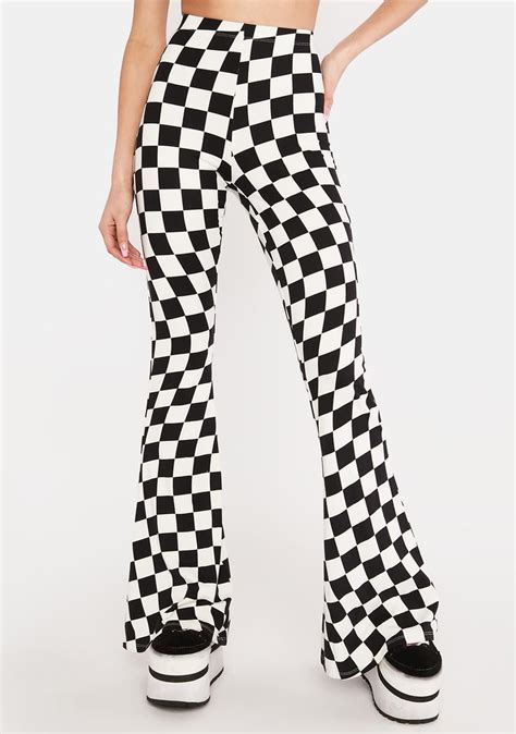 Wavy Checkerboard Flare Pants - Black/White – Dolls Kill