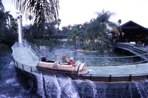 Florida Memory • View showing visitors on the log flume ride at Busch ...