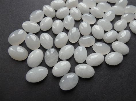 14x10mm Natural White Jade Cabochon,Oval Gemstone Cabochon, White Stone ...