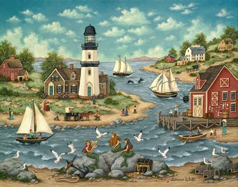 Bonnie White | American folk art, Lighthouse art, Cottage art