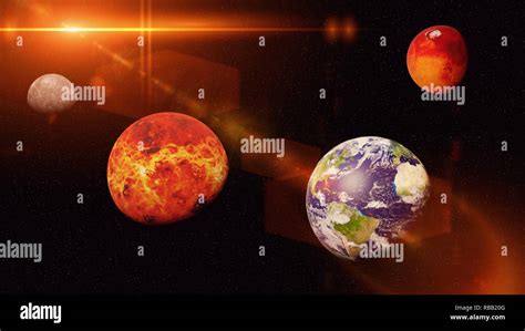 the rocky inner planets, solar system's Mercury, Venus, Earth and Mars ...