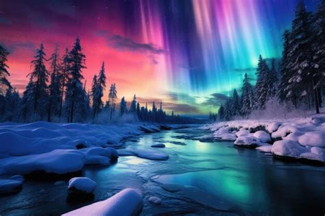 Premium AI Image | Stunning Pink Aurora Borealis Over Icy Landscape ...