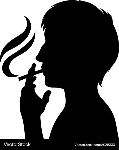 Smoker silhouette man with cigarette Royalty Free Vector