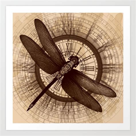 Steampunk - Mechanical Dragonfly Art Print by LeoDeshurlevent | Society6