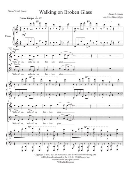 Walking On Broken Glass (arr. Eric Knechtges) by Annie Lennox Sheet Music for TTBB Choir at ...