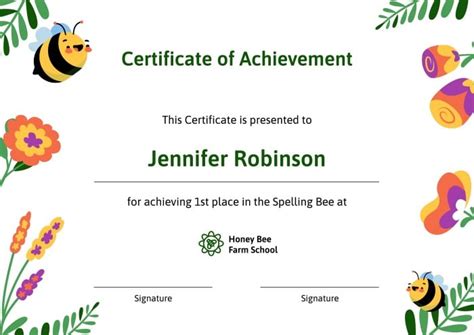 Design for free this Hand-drawn Child-like Spelling Bee Certificate template