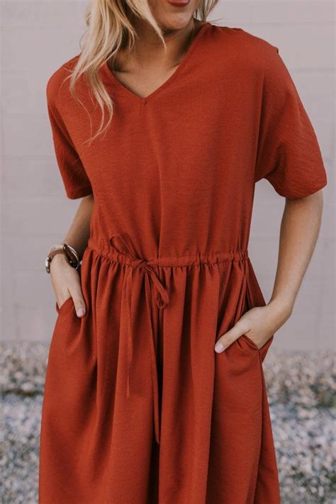 Rust-Colored Tie Dress | ROOLEE | Women dresses casual summer, Modest ...