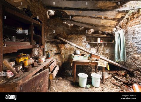 Interior view of a storage room of an abandoned house Stock Photo - Alamy