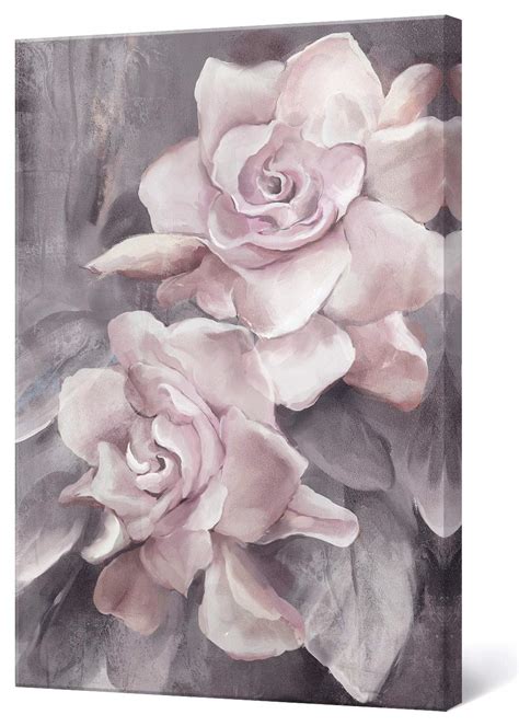 lamplig Pink Grey Wall Art Rose Flower Floral Pictures Flowers Canvas ...