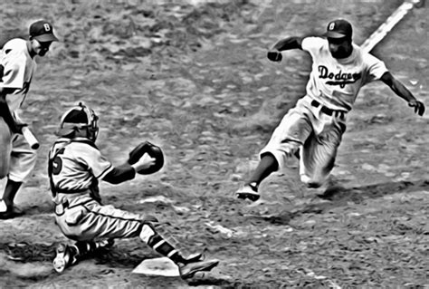 Jackie Robinson Stealing Home – Poster - Canvas Print - Wooden Hanging ...