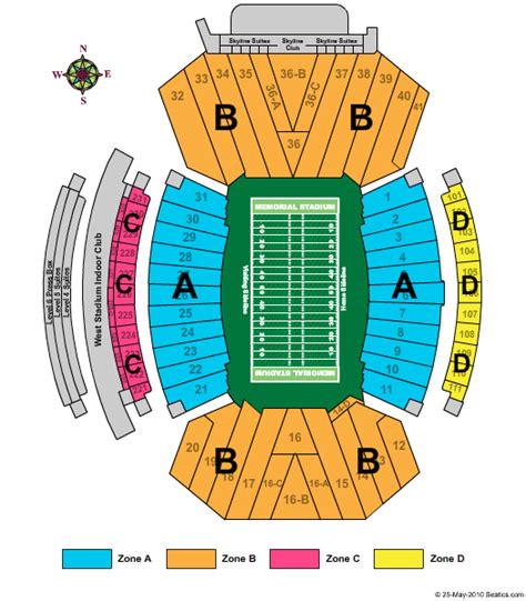 Memorial Stadium - Ne Seating Chart | Memorial Stadium - Ne Event ...