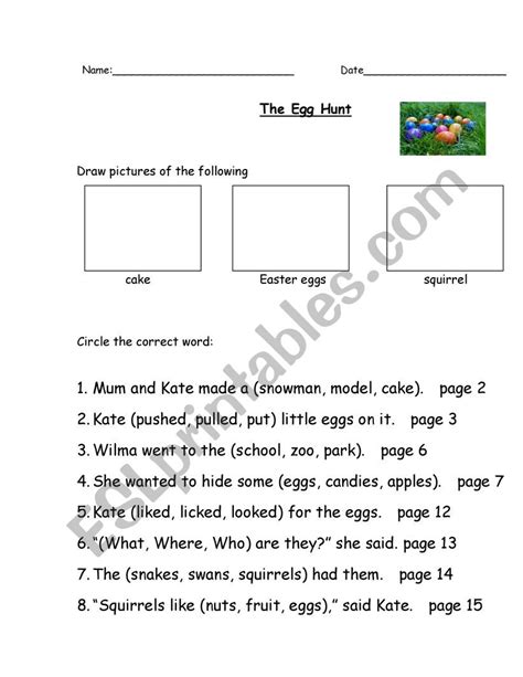 Oxford Reading Tree - The Egg Hunt - ESL worksheet by Chung888