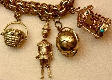 Wonderfully Rare Vintage Charm Bracelet at 1stDibs | vintage gold charm ...