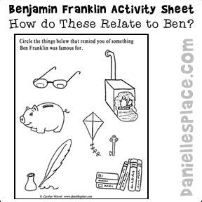 Benjamin Franklin Printable Activity Sheet from www.daniellesplace.com | Benjamin franklin ...