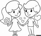Cartoon Couple Coloring Page  Easy Drawing Guides sketch template