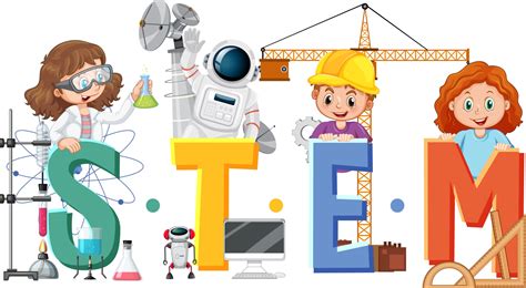 STEM education logo with children cartoon character 2952838 Vector Art at Vecteezy