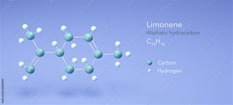 limonene, aliphatic hydrocarbon, molecular structures, 3d model ...