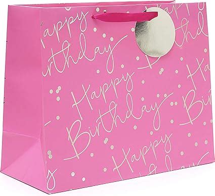 Birthday Gift Bag Large - Pink Large Gift Bag for Her with Foil - Perfect Happy Birthday Gift ...