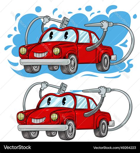 Automobile cartoon character car wash hand drawn Vector Image