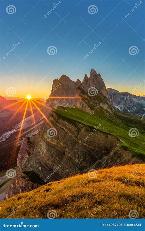 Beautiful Sunrise and Odle Mountain Landscape in Dolomites, Italy Stock Image - Image of alps ...