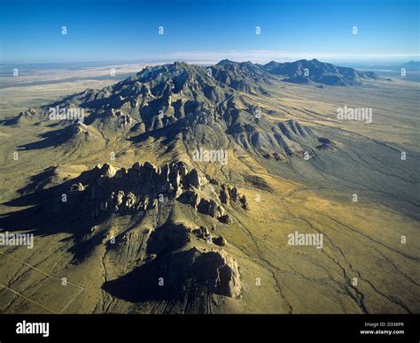 U.S.A., New Mexico, Luna County, aerial view of the Florida Mountains near Deming Stock Photo ...