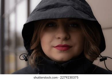 Woman Red Lips Black Hoodie Under Stock Photo 2279230375 | Shutterstock