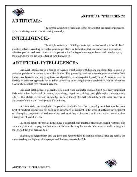 Artificial intelligence report