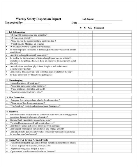 Safety Inspection Report Template | TUTORE.ORG - Master of Documents