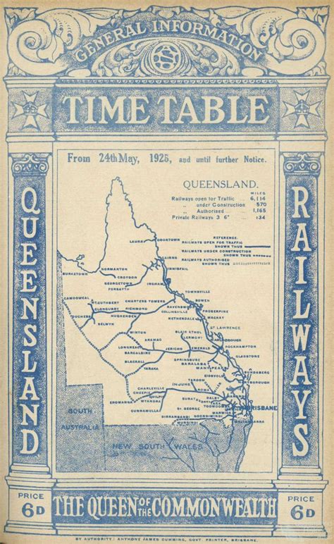 Cover of Queensland Railways Public Timetable, 1925 | Queensland Historical Atlas