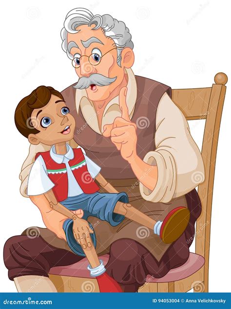 Mister Geppetto and Pinocchio Stock Vector - Illustration of artwork ...