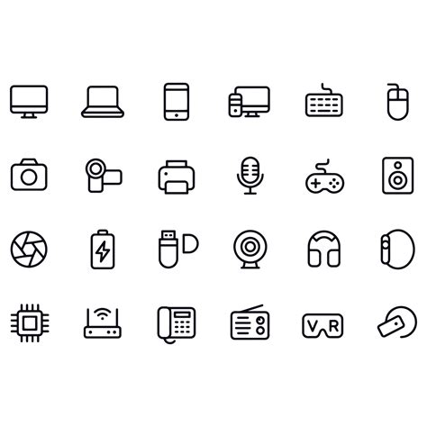 Digital Technology Line Icons Set vector design 10619001 Vector Art at ...