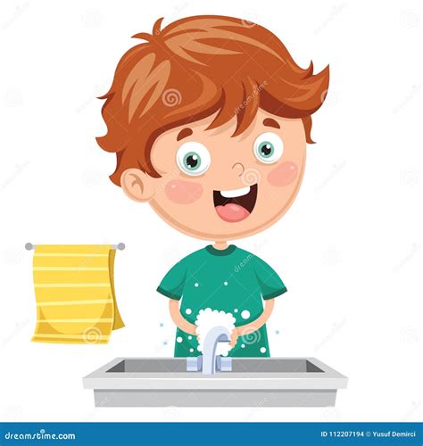 Vector Illustration of Kid Washing Hands Stock Vector - Illustration of ...